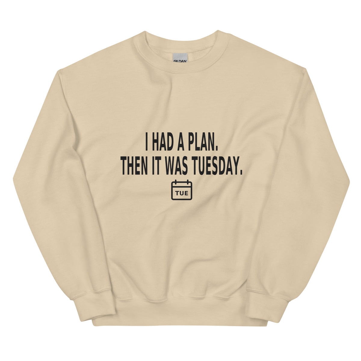 YOP garment: Tuesday Plan Crewneck · Sand · front — Product mockup