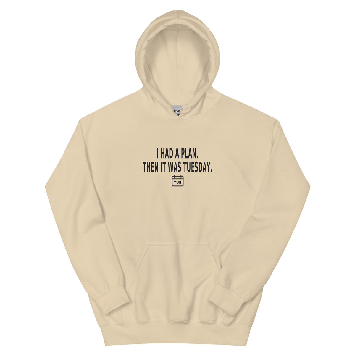 YOP garment: Tuesday Plan Hoodie · Sand · front — Product mockup