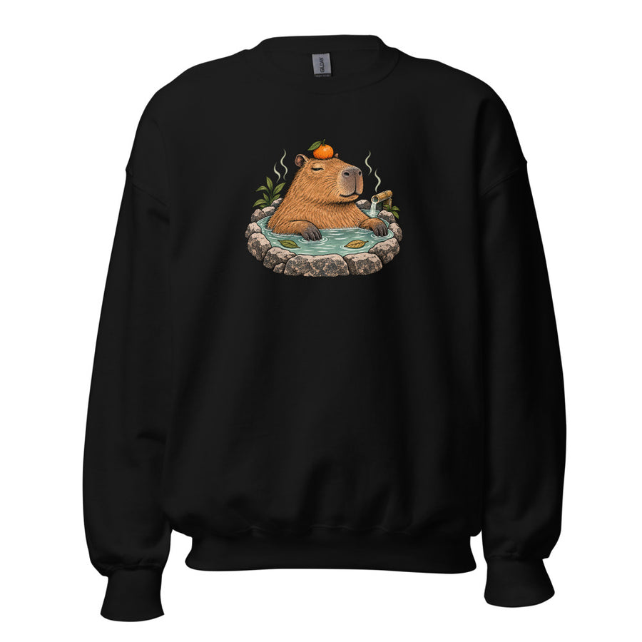 Hot Spring Capybara Crewneck — Crewneck · Black
