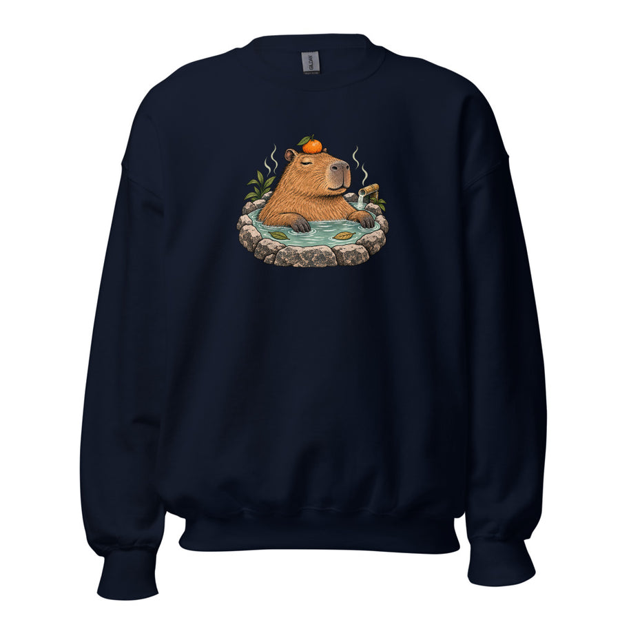 Hot Spring Capybara Crewneck — Crewneck · Navy