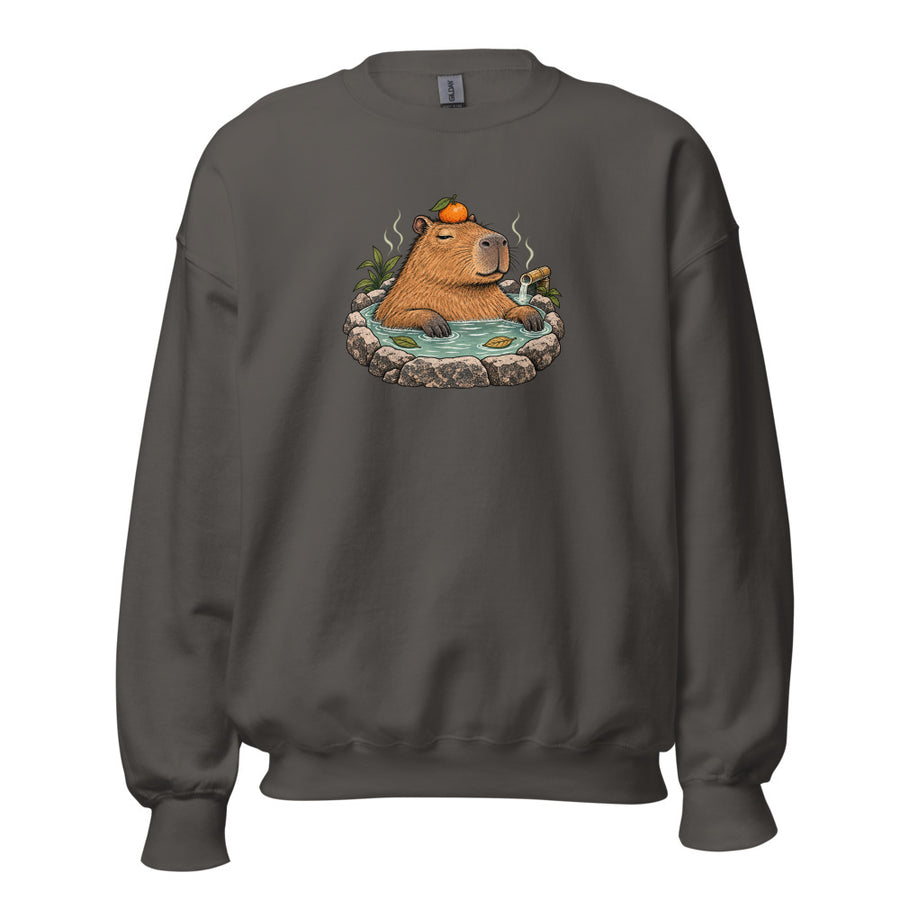 Hot Spring Capybara Crewneck — Crewneck · Charcoal