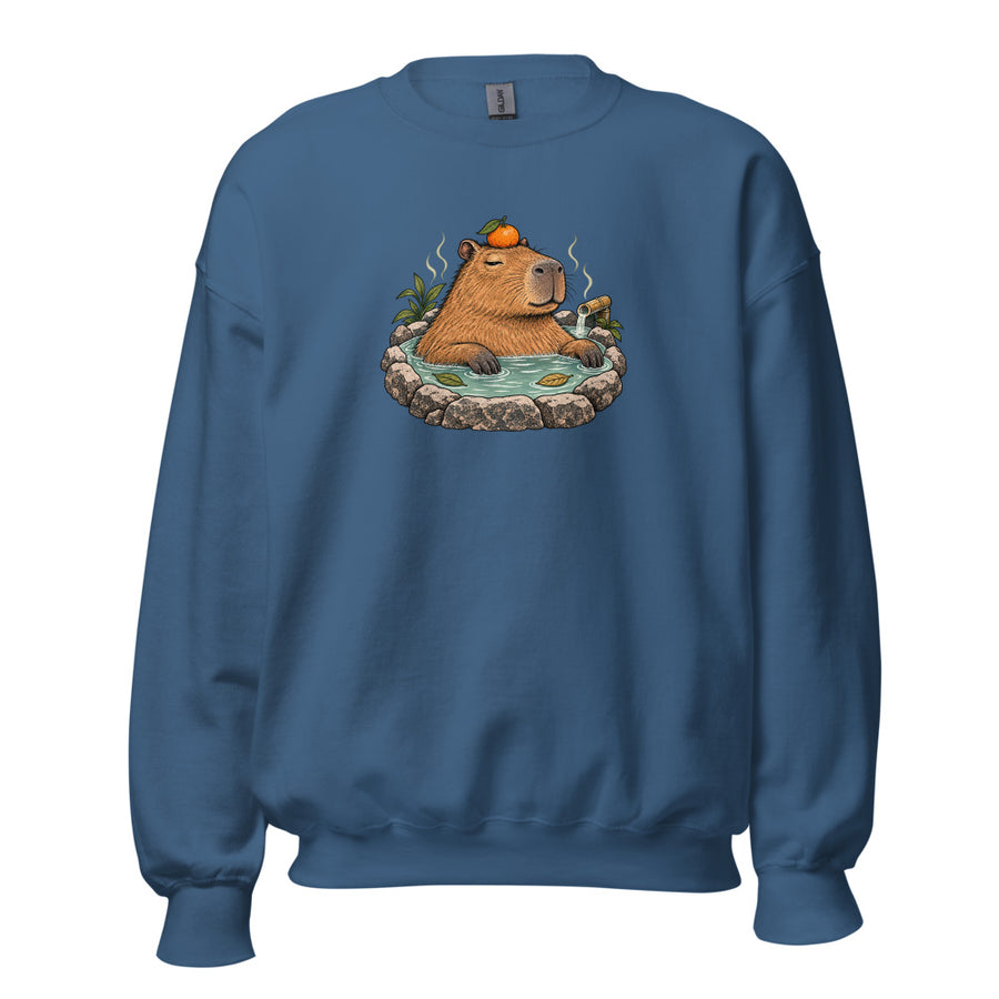 Hot Spring Capybara Crewneck — Crewneck · Indigo Blue
