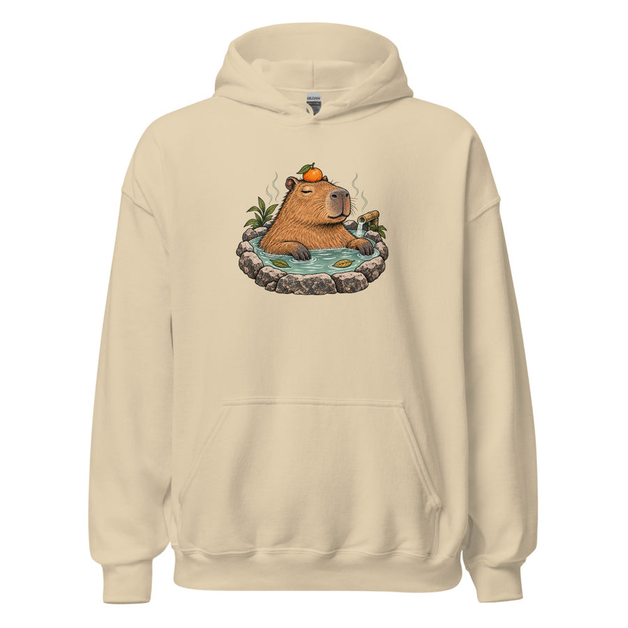 Hot Spring Capybara Hoodie — Hoodie · Sand