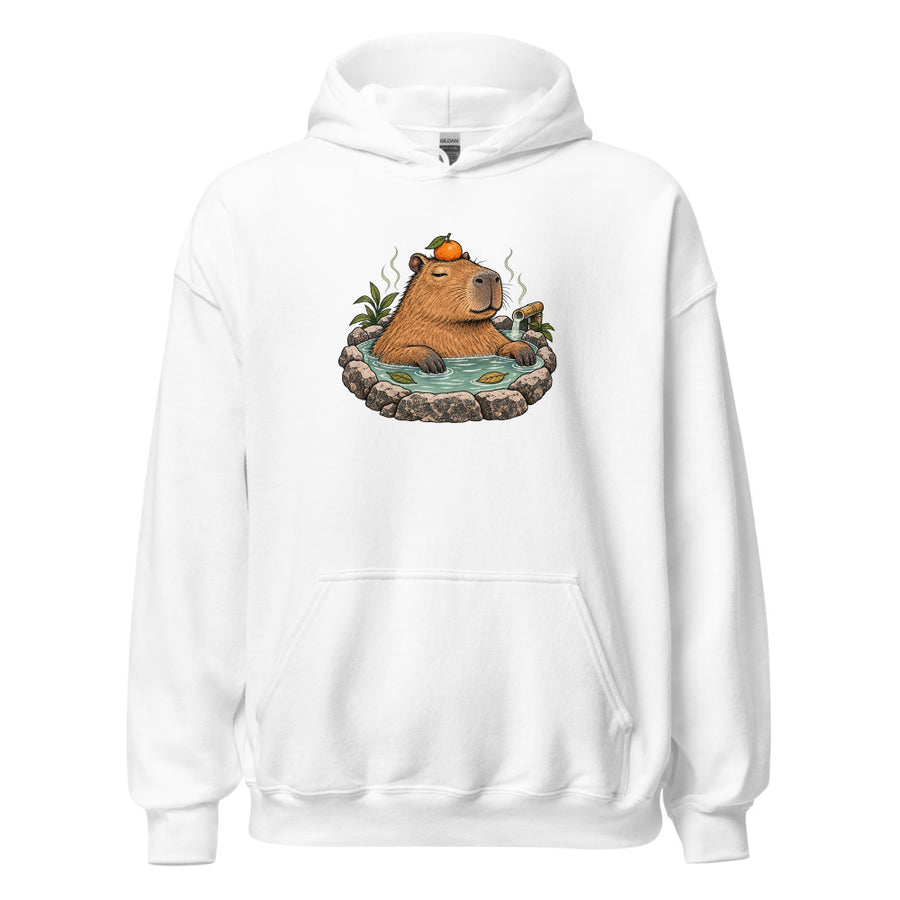 Hot Spring Capybara Hoodie — Hoodie · White