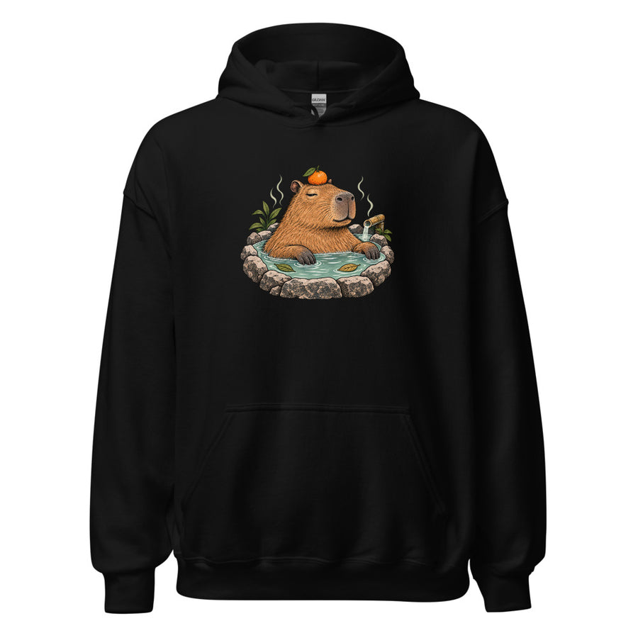 Hot Spring Capybara Hoodie — Hoodie · Black