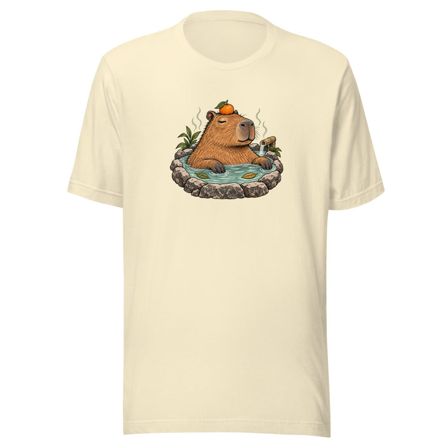 Hot Spring Capybara Tee — T-shirt · Natural