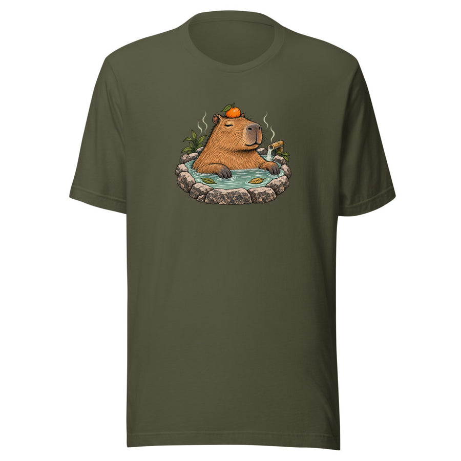 Hot Spring Capybara Tee — T-shirt · Military Green
