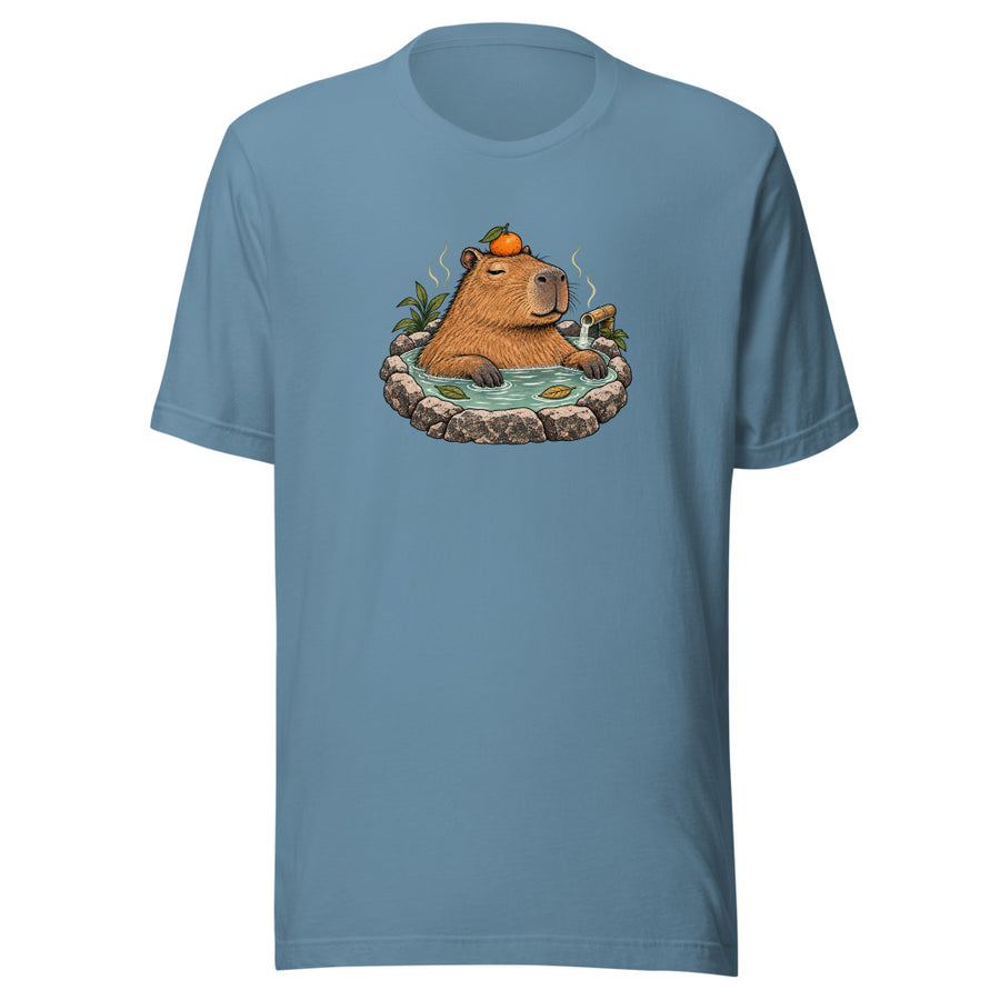 Hot Spring Capybara Tee — T-shirt · Steel Blue